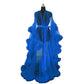 Luxurious Tulle and Fur Trim Bridal Robe Nightgown