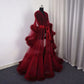 Luxurious Tulle and Fur Trim Bridal Robe Nightgown