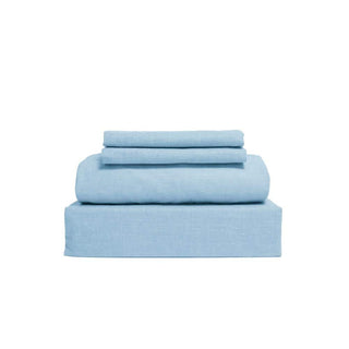 Conjunto de lençóis queen size de algodão com 300 fios, azul frio