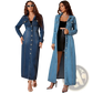 Long Sleeve Button Front Denim Maxi Cardigan Dress
