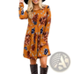 Long Sleeve Floral A-line High Waist Midi Dress