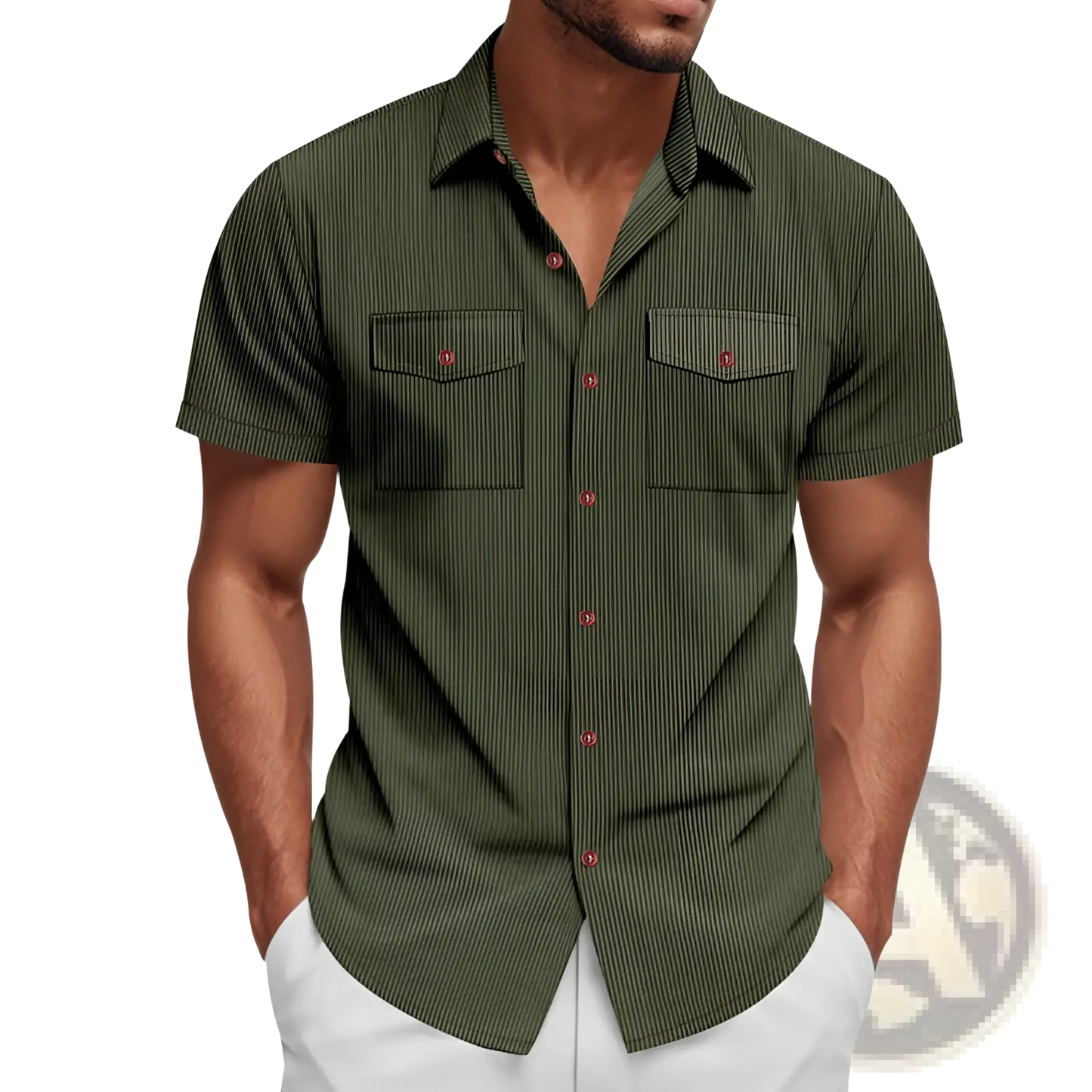 Loose Corduroy Short Sleeve Workwear Shirt