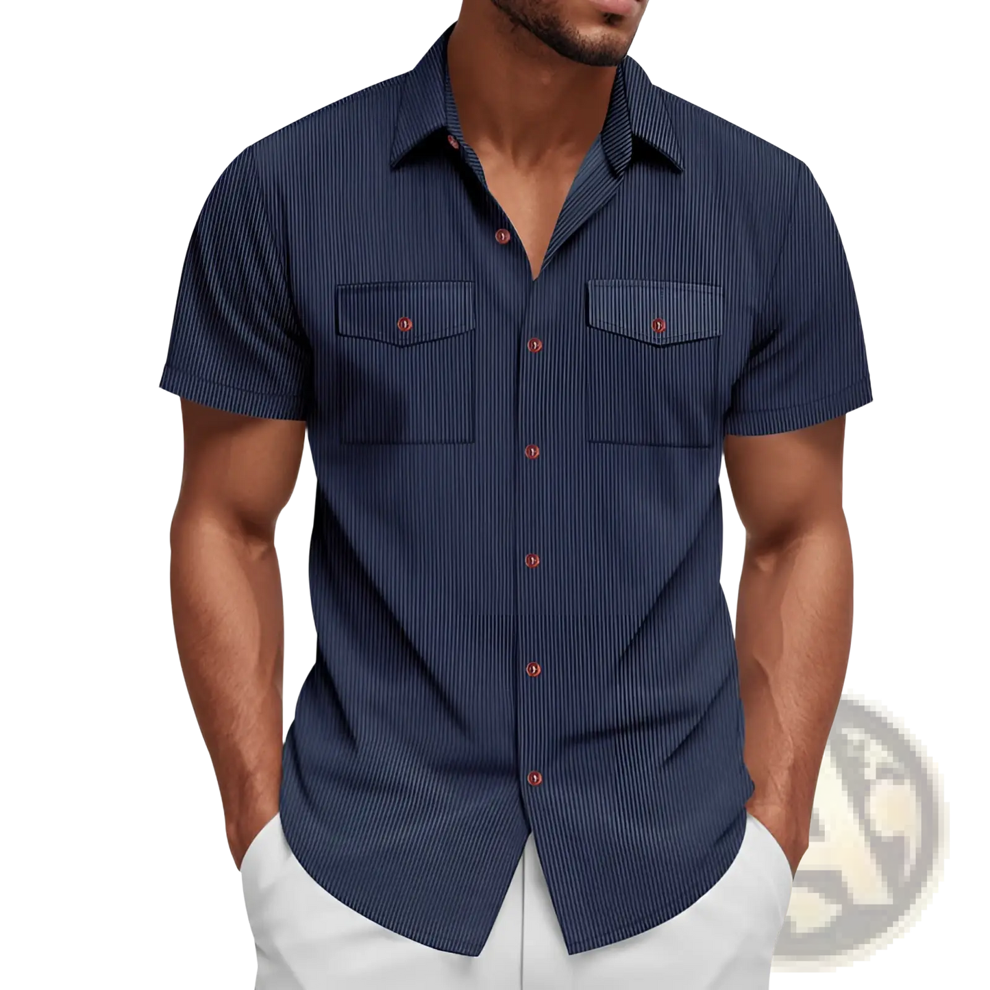 Loose Corduroy Short Sleeve Workwear Shirt