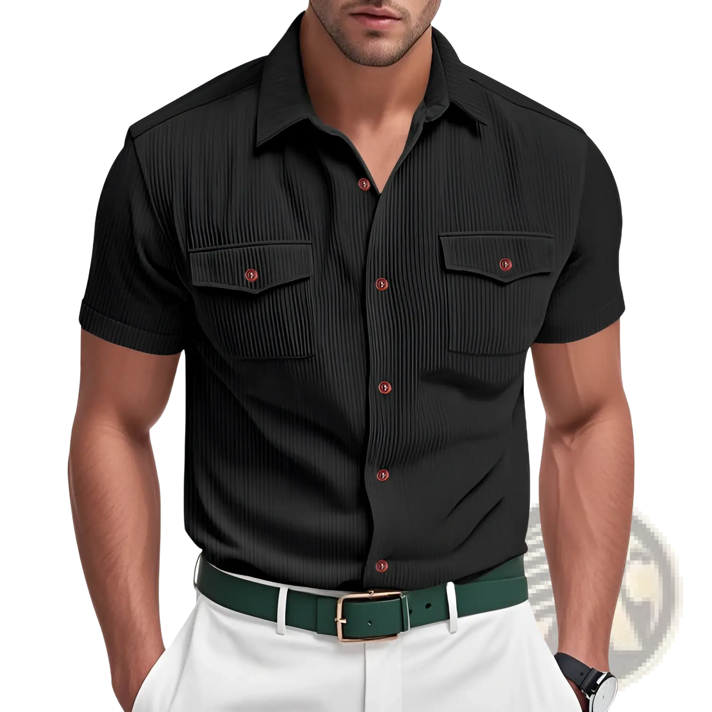 Loose Corduroy Short Sleeve Workwear Shirt
