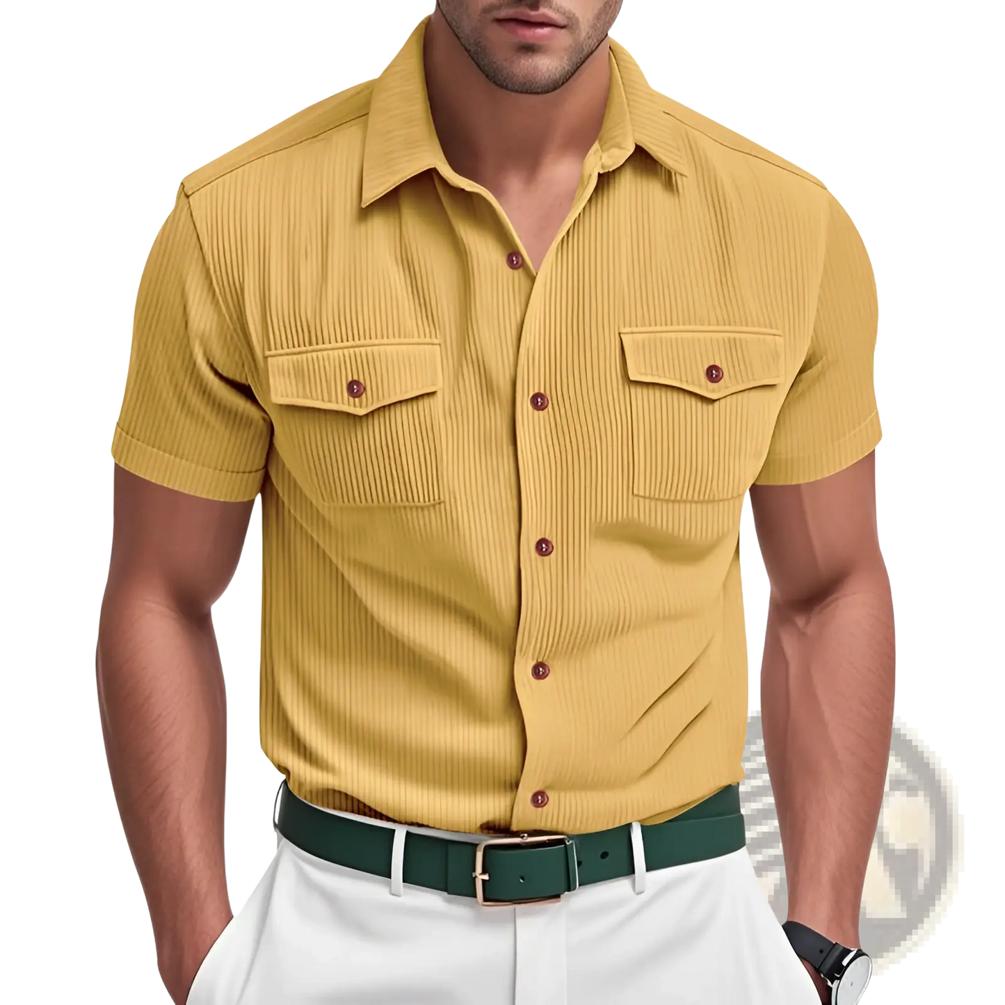 Loose Corduroy Short Sleeve Workwear Shirt