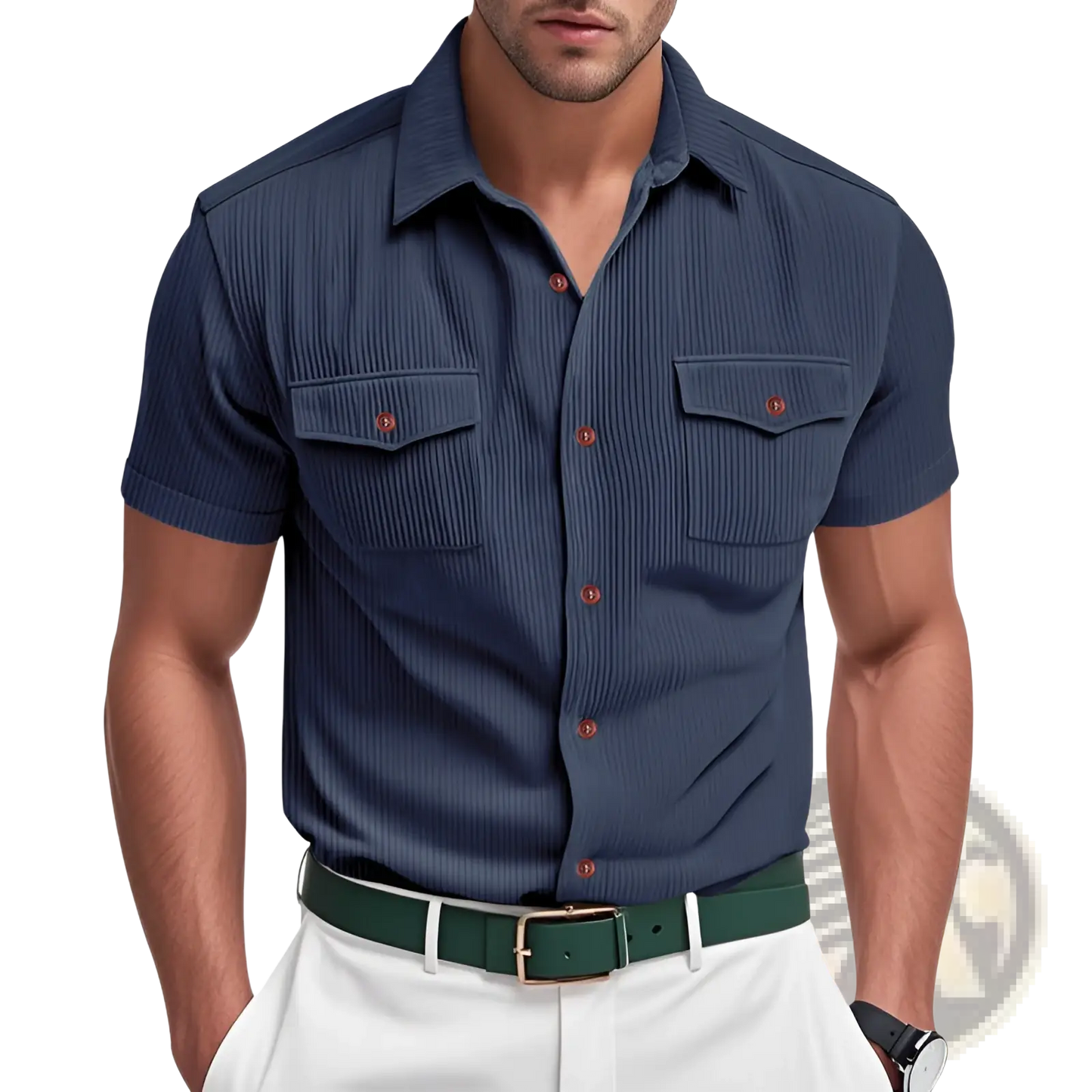 Loose Corduroy Short Sleeve Workwear Shirt