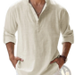 Loose Linen Blend Breathable Long Sleeve Sports Shirt