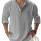 Loose Linen Blend Breathable Long Sleeve Sports Shirt
