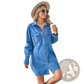 Loose Long Sleeve Denim A-line Shirt Dress