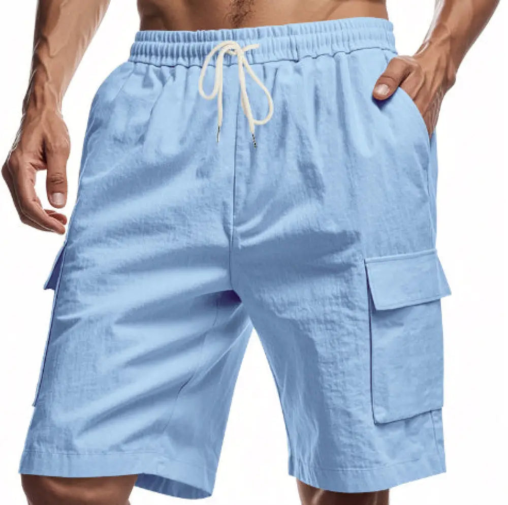 Men's Relaxed Linen Cargo Drawstring Shorts