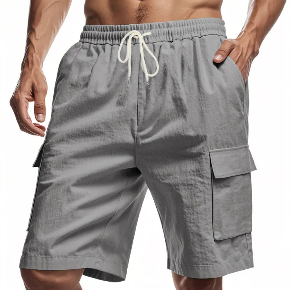 Men's Relaxed Linen Cargo Drawstring Shorts