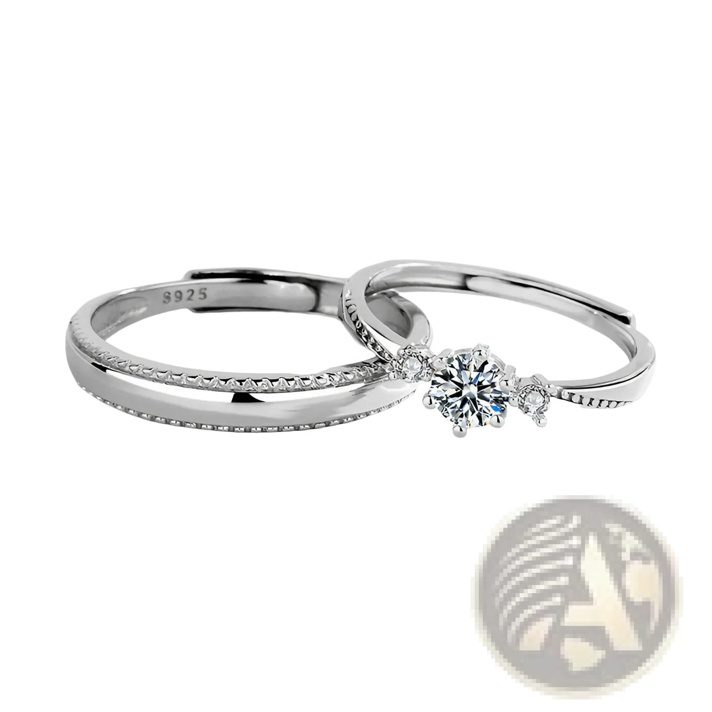 Love at First Sight Diamond Sterling Silver Couple Rings