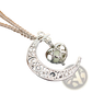 Luminous Heart and Filigree Crescent Moon Pendant Necklace