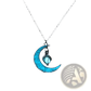 Luminous Heart and Filigree Crescent Moon Pendant Necklace
