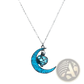 Luminous Heart and Filigree Crescent Moon Pendant Necklace