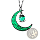 Luminous Heart and Filigree Crescent Moon Pendant Necklace