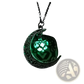Luminous Heart and Filigree Crescent Moon Pendant Necklace