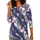 JM Collection Top assimétrico estampado feminino azul marinho tamanho X-S