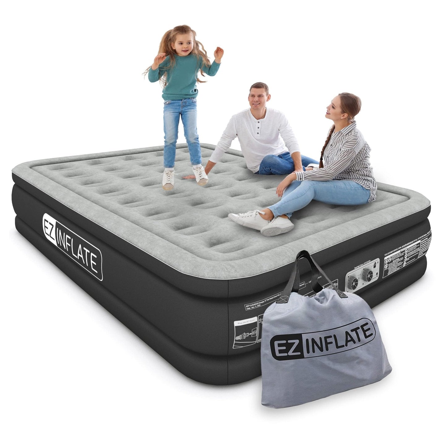 Colchão de ar de luxo duplo EZ INFLATE com bomba embutida 