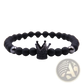 Luxury Zircon Crown Matte Black Beaded Bracelet