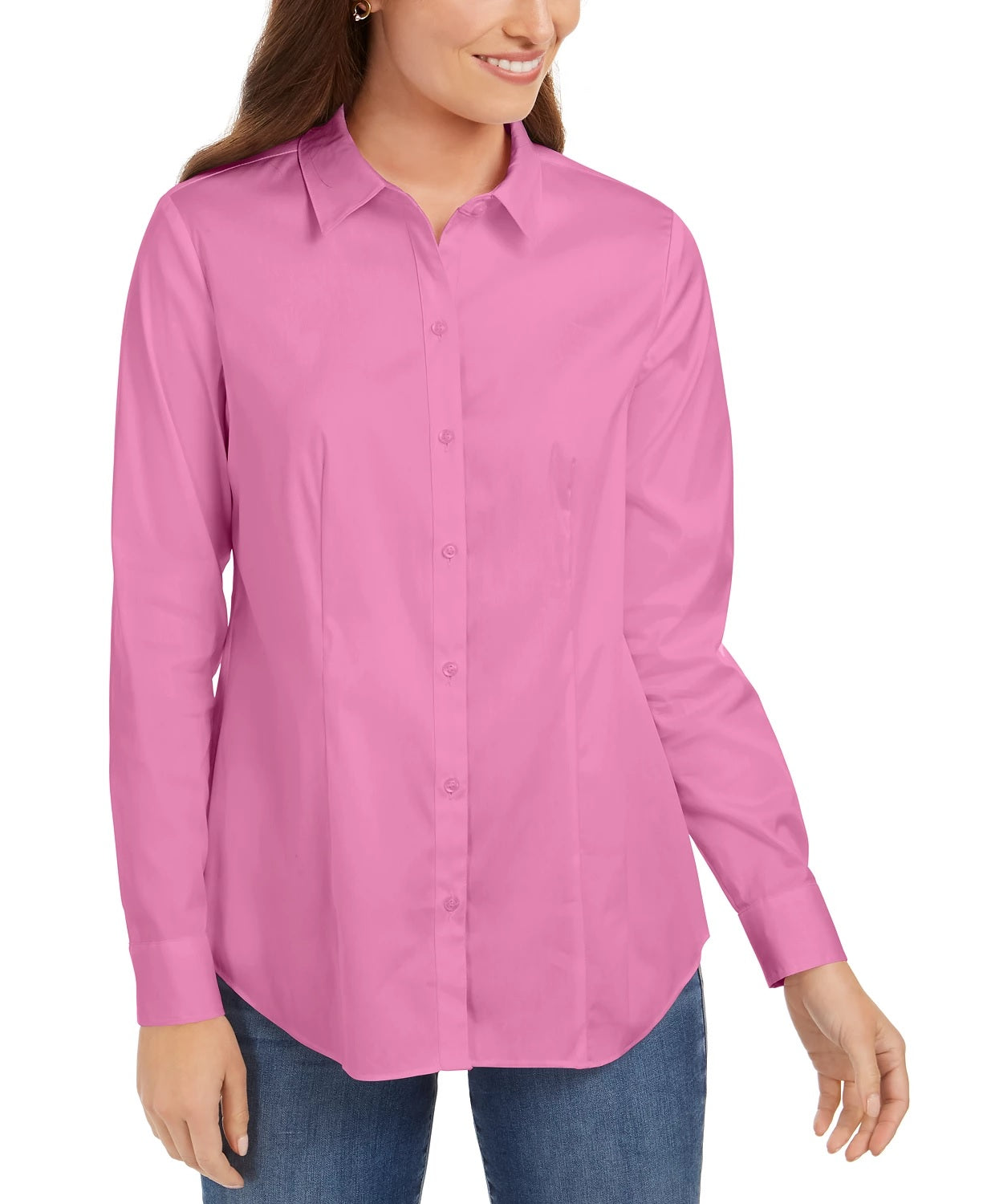 Camisa feminina pequena com botões Charter Club, rosa, tamanho 0