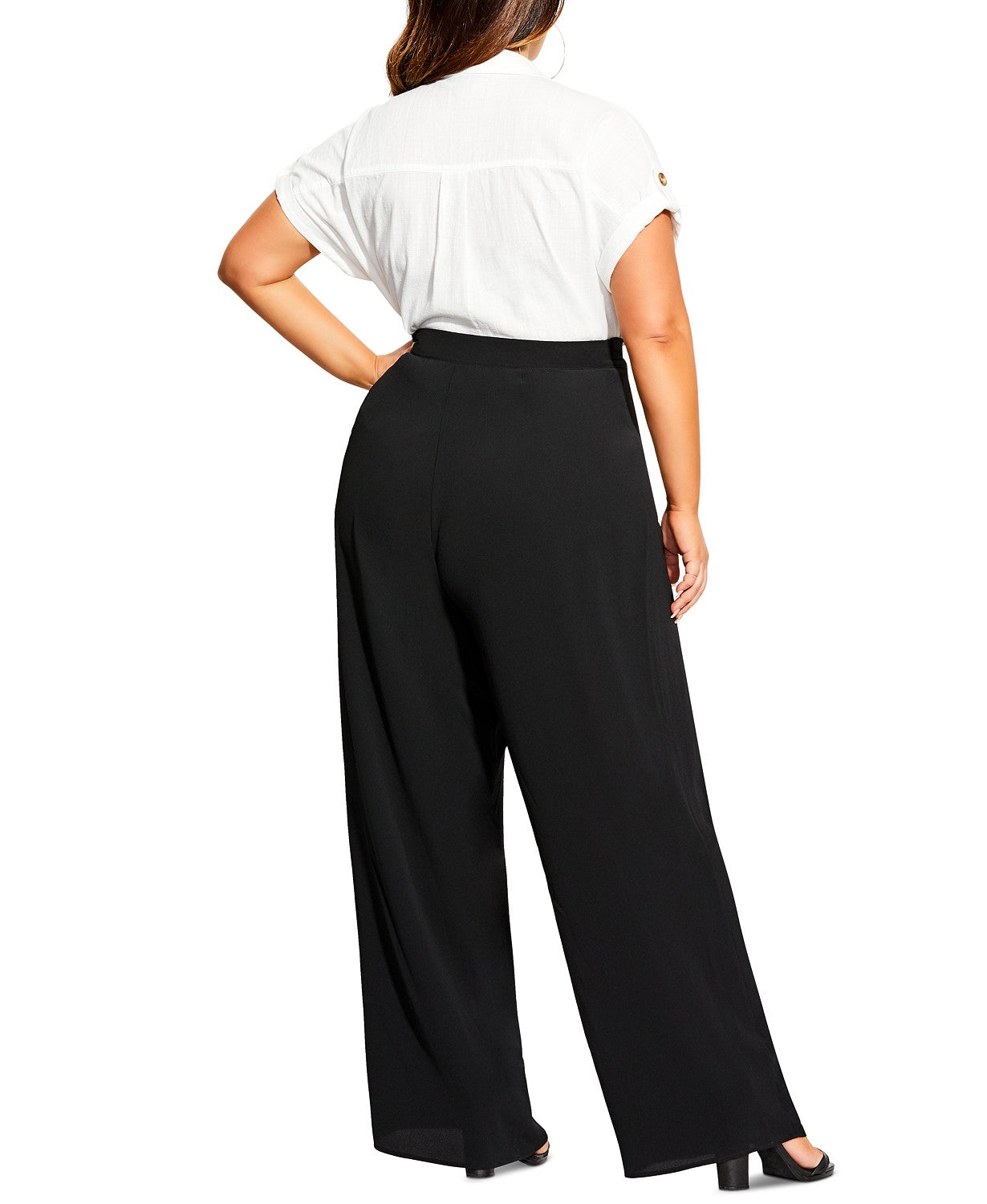 Calça Palazzo Plus Size com Amarração na Cintura Feminina City Chic