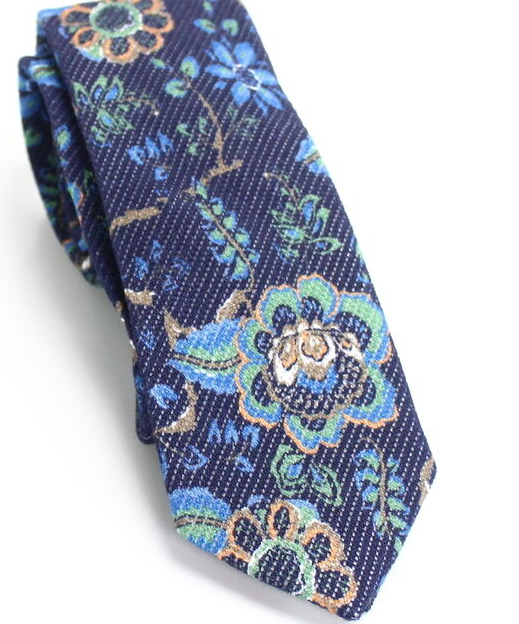 Gravata fina floral Turner masculina Bar III azul marinho tamanho único