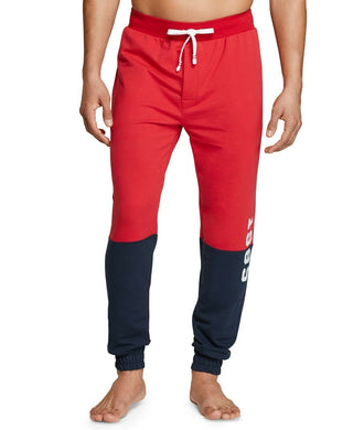 Calça de pijama jogger masculina Tommy Hilfiger Colorblocked, cor mogno, tamanho 2, extra grande