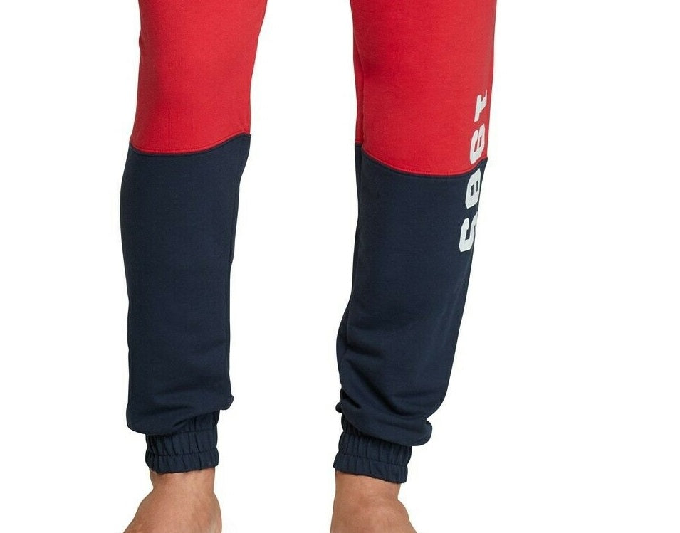 Calça de pijama jogger masculina Tommy Hilfiger Colorblocked, cor mogno, tamanho 2, extra grande