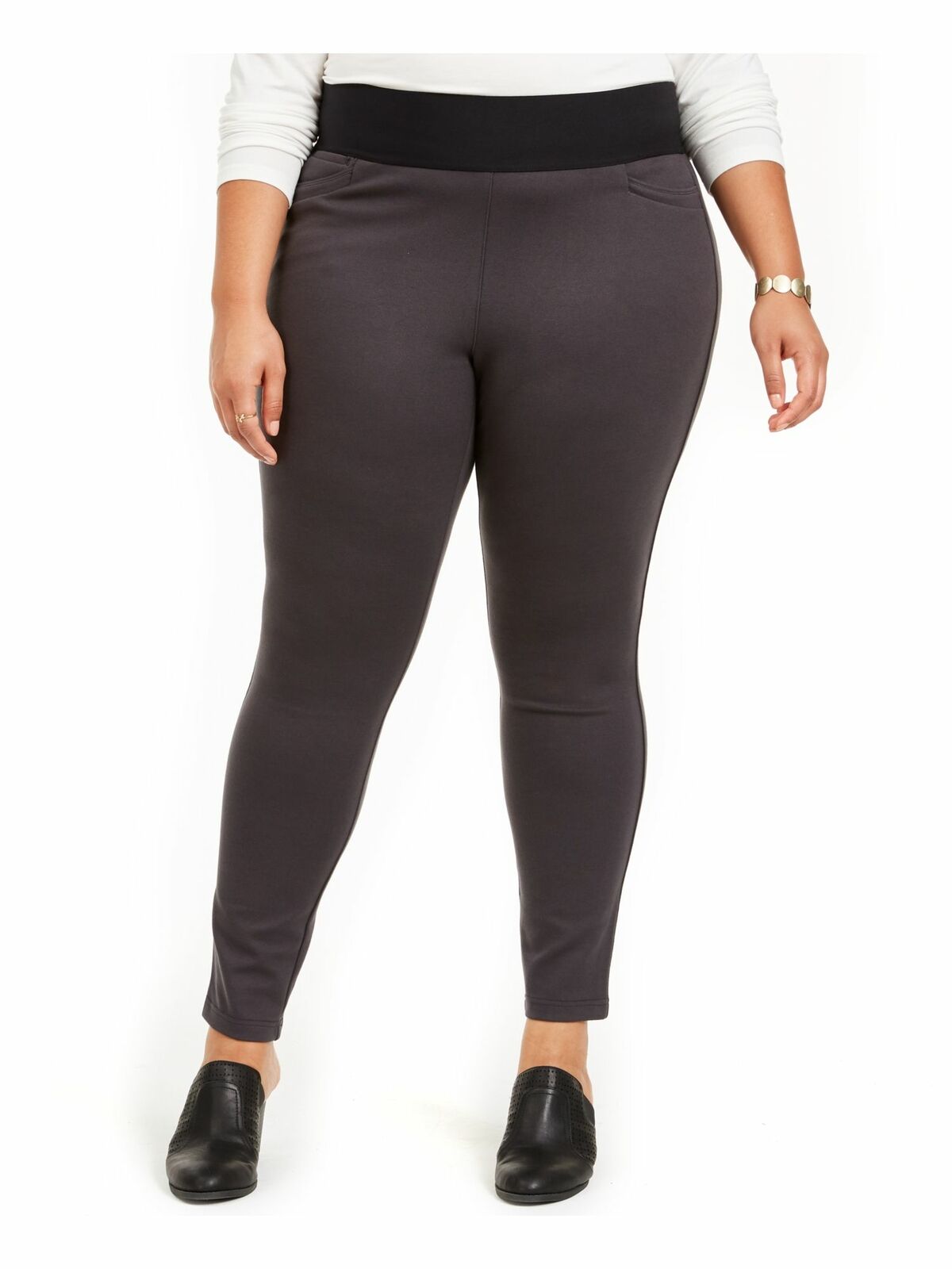Leggings femininas de malha ponteada com cós largo e estilo plus size da Style &amp; Co