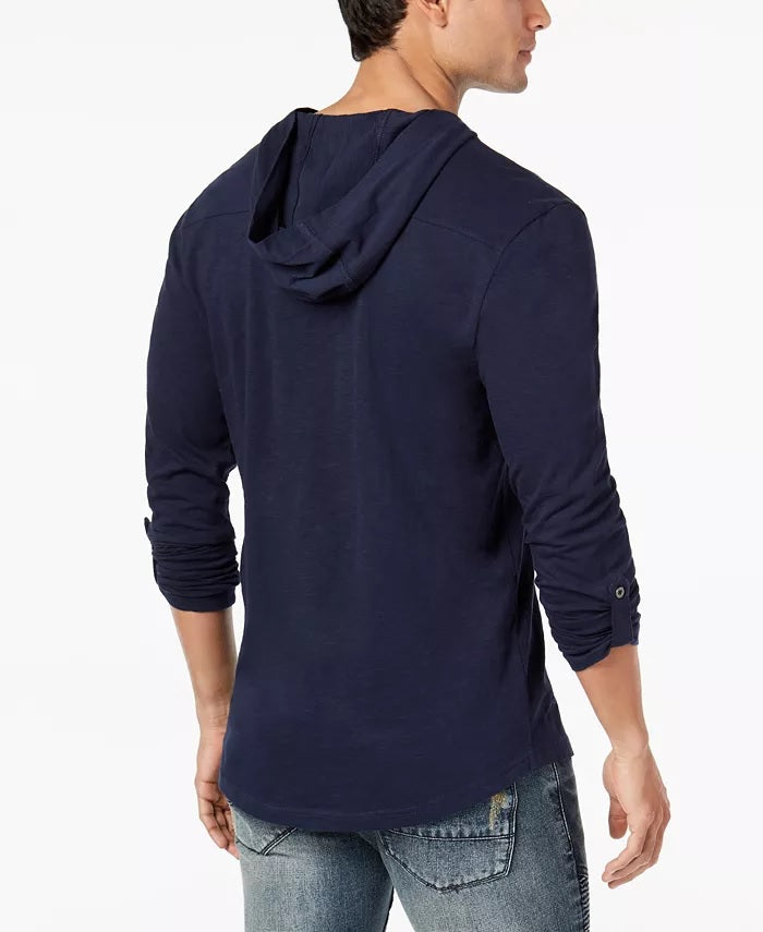 Camiseta masculina com capuz INC International Concepts, azul, tamanho pequeno