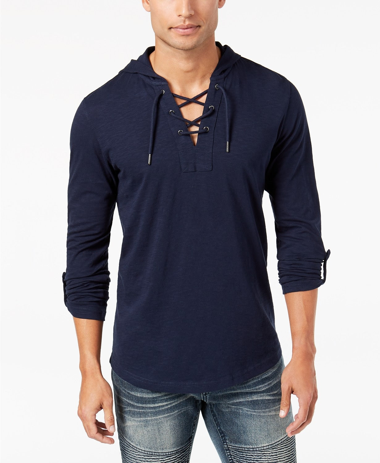 Camiseta masculina com capuz INC International Concepts, azul marinho, tamanho extra pequeno