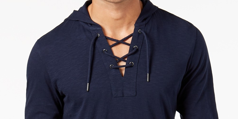 Camiseta masculina com capuz INC International Concepts, azul marinho, tamanho extra pequeno