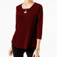 Alfani Feminino Petite Keyhole High-Low Top Vinho Tamanho Grande