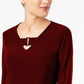 Alfani Feminino Petite Keyhole High-Low Top Vinho Tamanho Grande