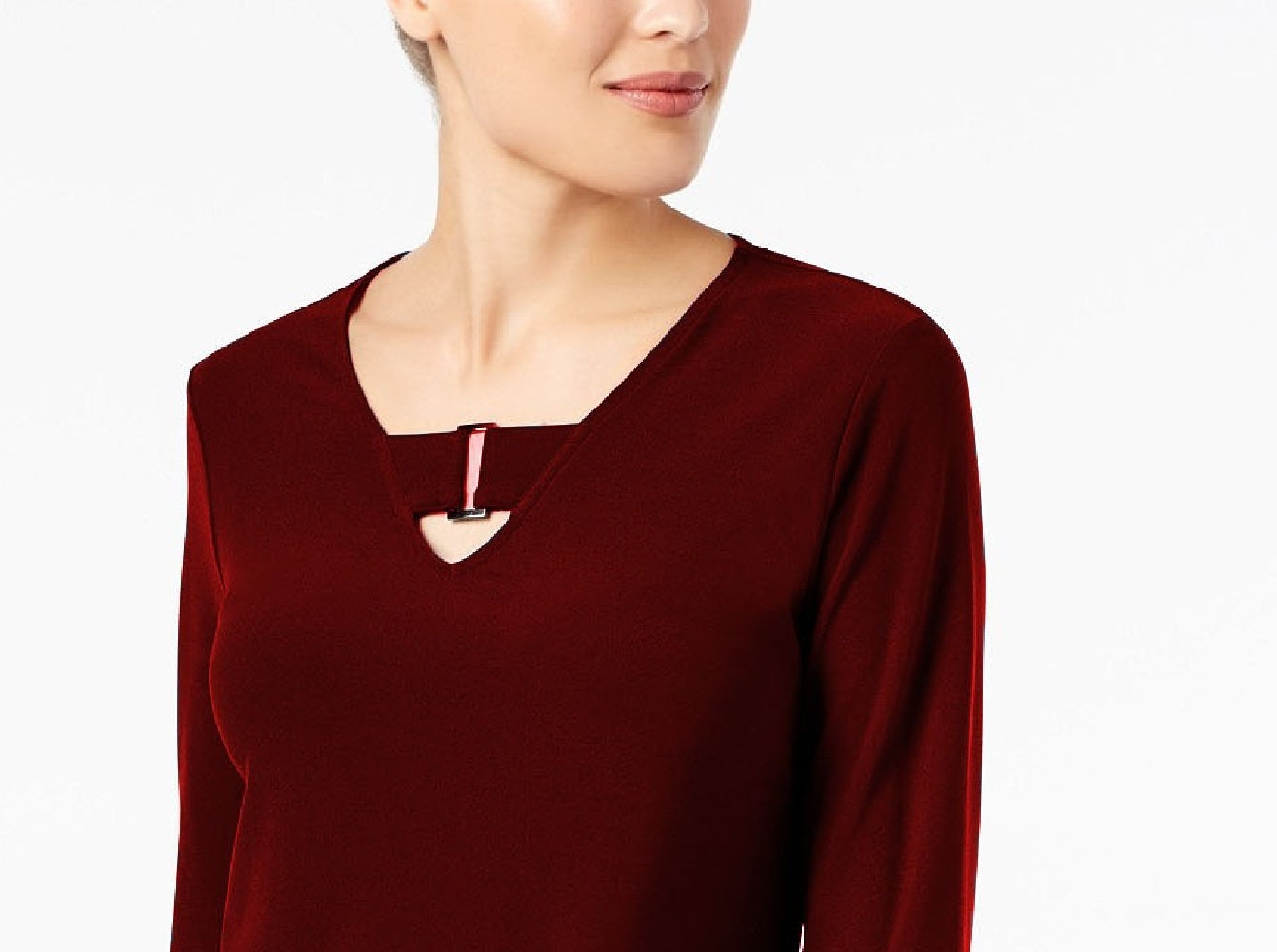 Alfani Feminino Petite Keyhole High-Low Top Vinho Tamanho Grande