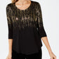Top estampado plus size feminino JM Collection amarelo tamanho 2X