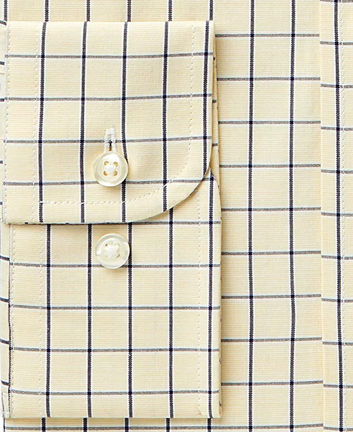 Camisa masculina Club Room Classic/Regular Fit Performance Windowpane tamanho azul-marinho 32x33