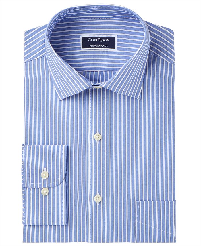Camisa social listrada resistente a rugas Club Room masculina, tamanho azul, 18x36-37