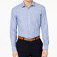 Camisa social listrada masculina Club Room Classic/Regular Fit, azul-marinho, tamanho 15,5 x 34-35