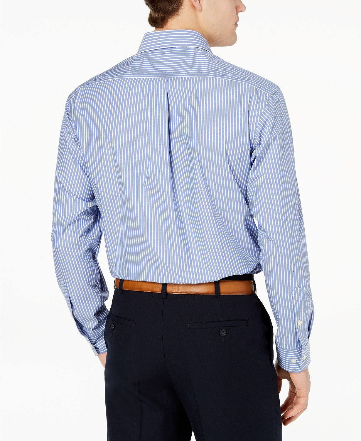 Camisa social listrada masculina Club Room Classic Fit, azul marinho, tamanho 16-32-33