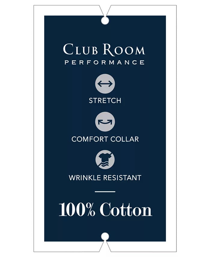 Camisa social listrada masculina Club Room Regular Fit Azul Tamanho 18,5x34-35