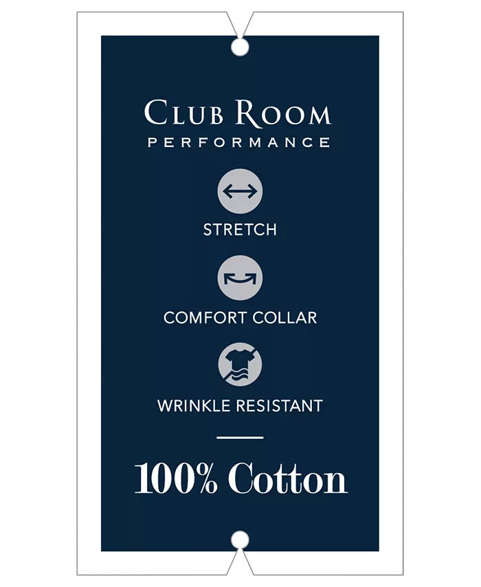 Camisa social listrada masculina Club Room Classic/Regular Fit, azul-marinho, tamanho 32-33