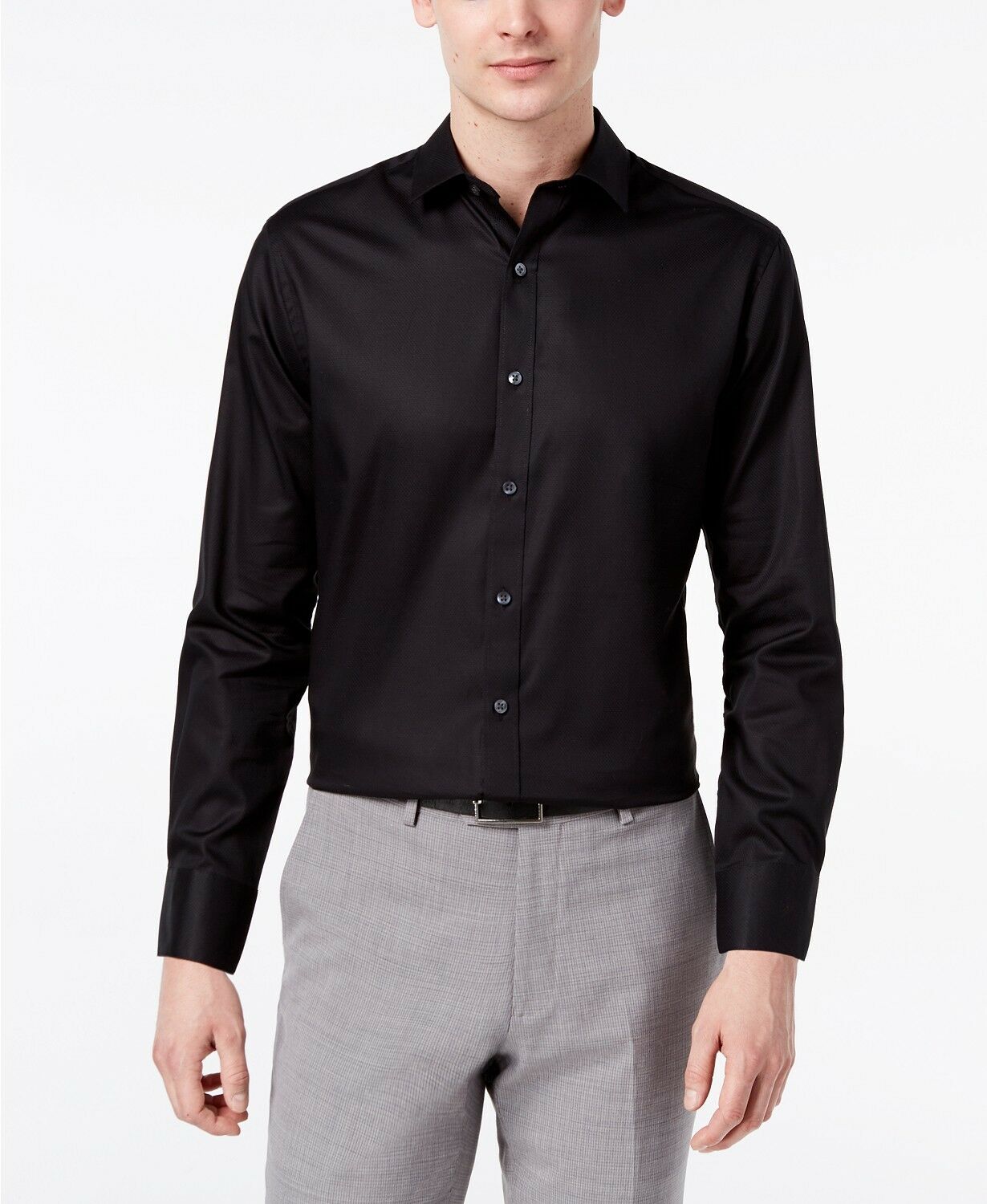 Camisa social masculina Bar III Slim Fit Stretch Preta Tamanho 14-32-33