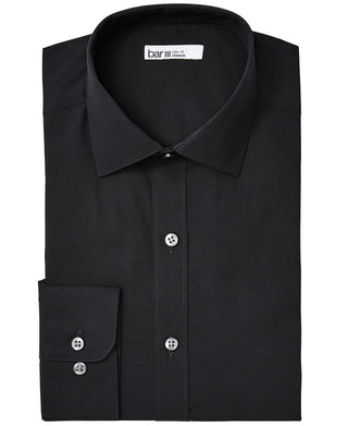Camisa social masculina Bar III Slim Fit Stretch Preta Tamanho 32-33