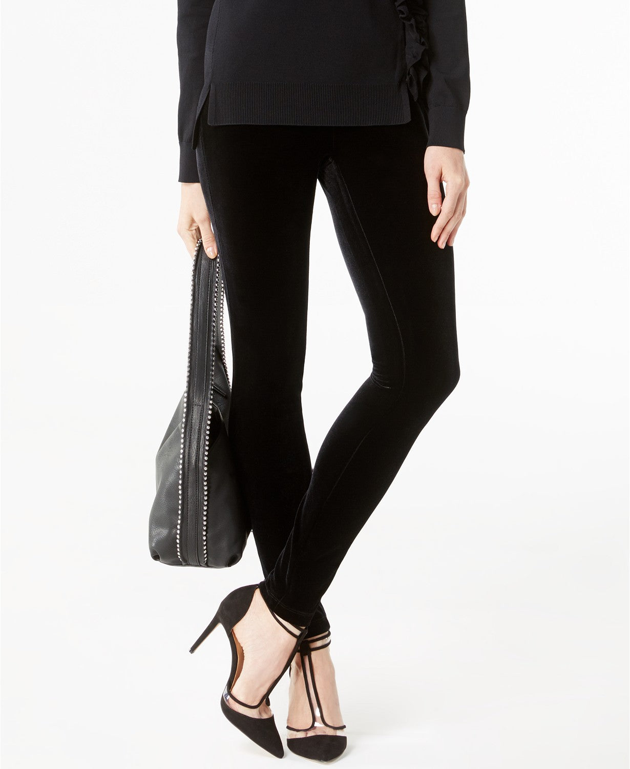 Calça skinny de veludo feminina INC International Concepts, preta, tamanho 8