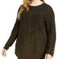 Suéter túnica feminino Alfani plus size com nervuras metálicas, preto, tamanho 3X