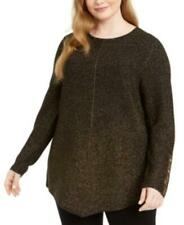 Suéter túnica feminino Alfani plus size com nervuras metálicas, preto, tamanho 3X