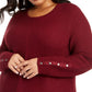 Alfani Suéter túnica feminino plus size com nervuras metálicas, vermelho, tamanho OX