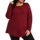 Alfani Suéter túnica feminino plus size com nervuras metálicas, vermelho, tamanho OX
